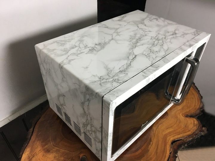 s 14 sneaky ways to fake a high end look with contact paper, Transform your microwave into a masterpiece