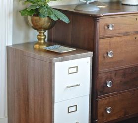 s 14 sneaky ways to fake a high end look with contact paper, Flip your file cabinet into a stunning piece