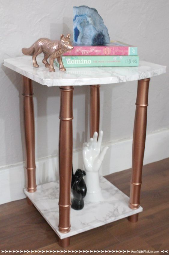 s 31 astounding things you didn t know you could do with contact paper, Turn your old side table into a chic stand