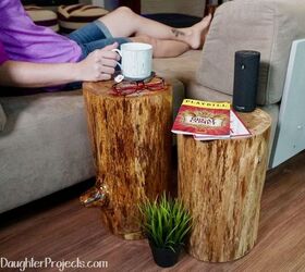 rustic stump end tables