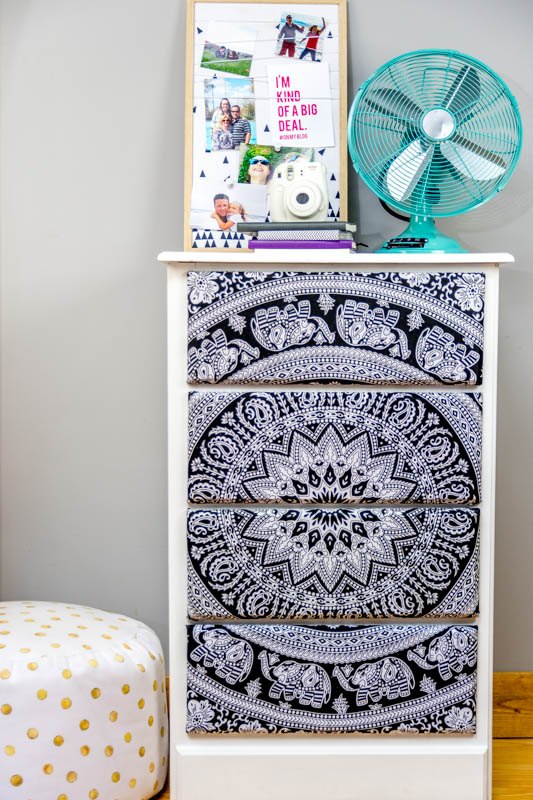 diy tapestry dresser