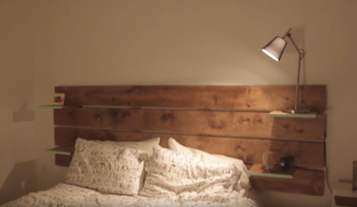 how to make a headboard with embedded nightstands