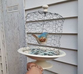 jewelry stand cake pedestal cloche using chicken wire