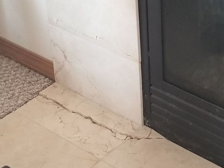 q cracked fireplace marble