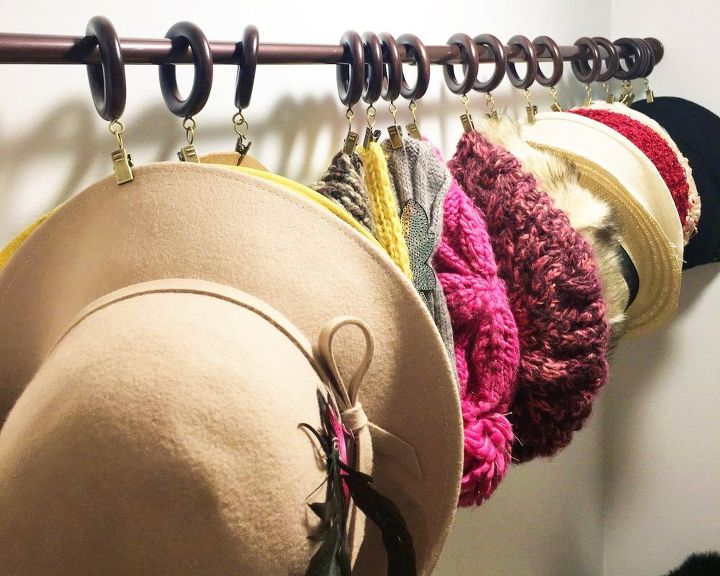 23 surprising uses for curtain rings, Keep your hats well organized