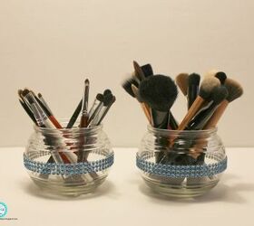 32 space saving storage ideas that ll keep your home organized, Use apothecary jars for makeup brushes