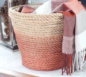 32 space saving storage ideas that ll keep your home organized, Turn a laundry bin into a rope basket
