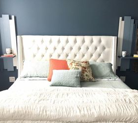 30 stylish update ideas you ll want to use for your bedroom, Add floating nightstands to fill empty walls