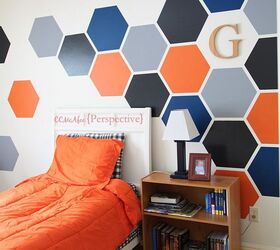 30 stylish update ideas you ll want to use for your bedroom, Trace a hexagon tray into a honeycomb accent