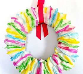 s 31 fabulous wreath ideas that will make your neighbors smile, Show Off Your Sweet Tooth With Cupcake Liners