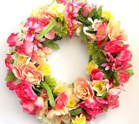 s 31 fabulous wreath ideas that will make your neighbors smile, Mix together Dollar Store flowers