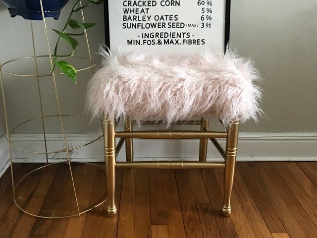 31 amazing furniture flips you have to see to believe, Chair Transformed Into Faux Fur Foot Stool