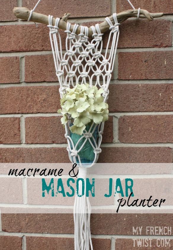 30 great mason jar ideas you have to try, Macrame Mason Jar Planter