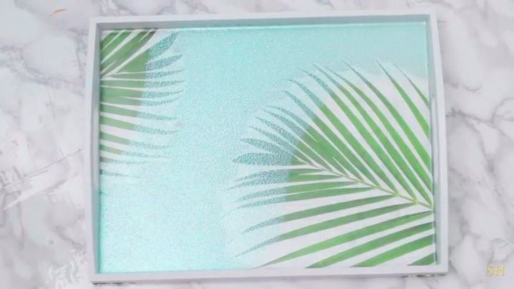 palm leaf glitter tray
