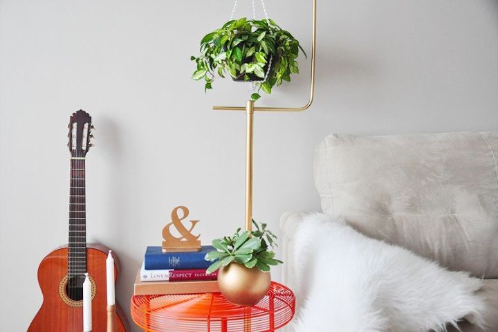 30 stunning ways to display your plants, Macrame A Hanger Over A Chrome Stand