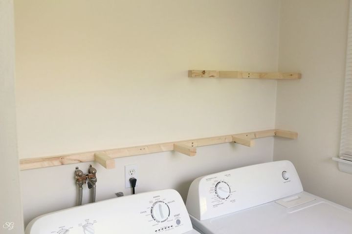 laundry room floating shelves