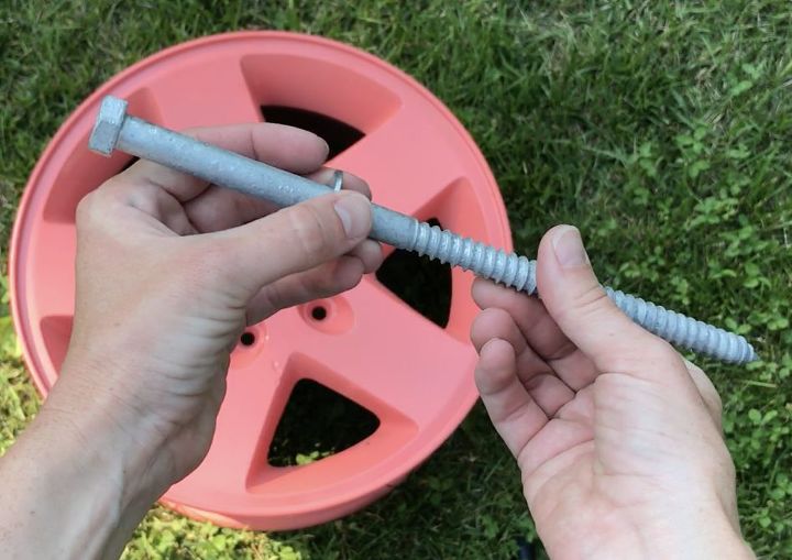 tire rim water hose holder