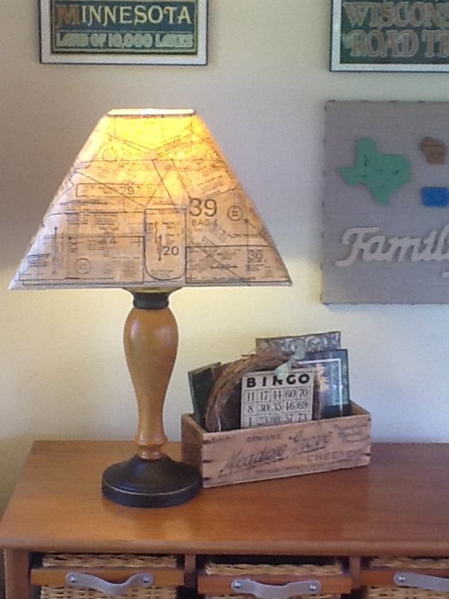 s 16 gorgeous ways to transform your blah lamp, Decoupage A Sewing Pattern On For Fun