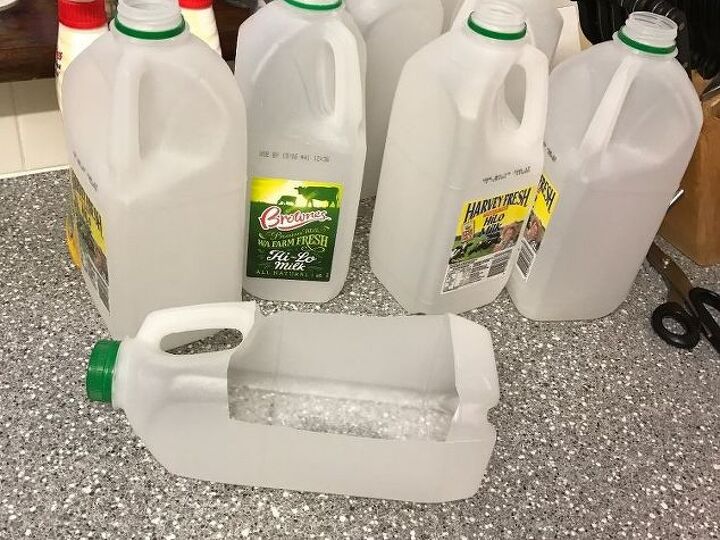 q i need some ideas on recycling milk bottles for garden projects