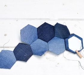 how to upcycle old jeans to make unique patchwork seat pads