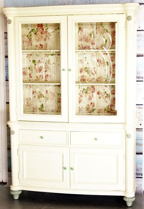s get magazine ready china cabinets by using the best tool yourself, Decoupage Floral Napkins For Cute Touch