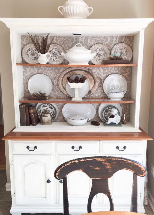 s get magazine ready china cabinets by using the best tool yourself, Update Your Cabinet With Damask Fabrics