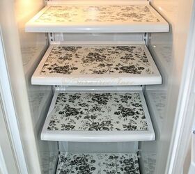 s 31 update ideas to make your kitchen look fabulous, Add a pretty pattern to your fridge shelves