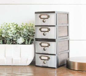 s 33 space saving storage ideas that ll keep your home organized, Turn plastic bins into farmhouse decor
