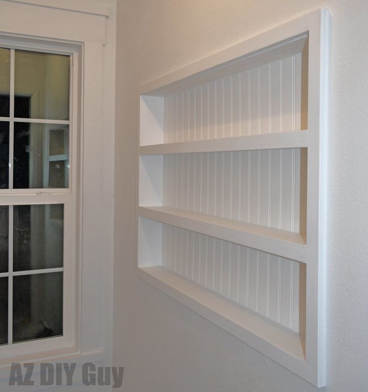 s 33 space saving storage ideas that ll keep your home organized, Cut a shelf out of your drywall