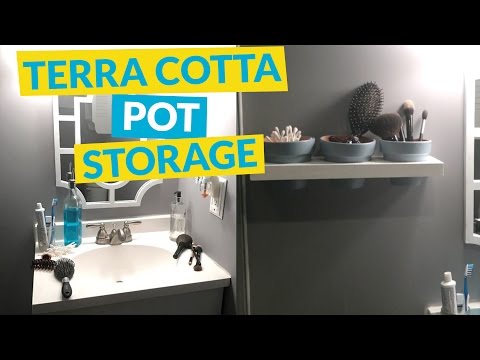 s 10 unusual shelving projects to practice on today, Shelf Terra Cotta Pots To Hold Your Toiletry