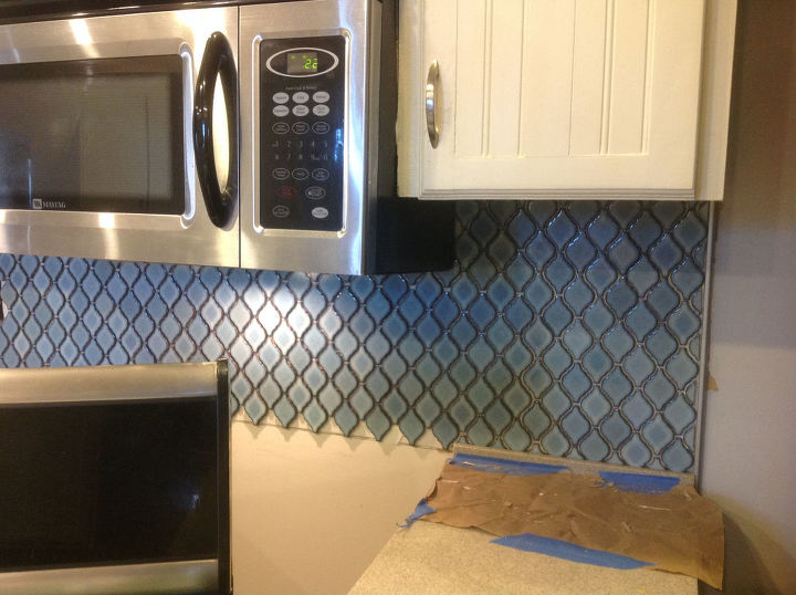 s these 15 backsplash ideas are pinterest fail safe and are oh so pretty, Get Backsplash Fancy With Arabesque Blue Tile
