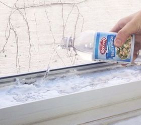pour vinegar into your windowsill for an easy cleaning hack