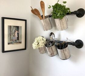 s 32 space saving storage ideas that ll keep your home organized, Craft hangers for herbs with cans