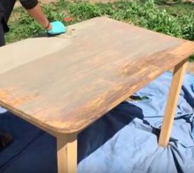 diy grey weathered wood table, Texas Leather