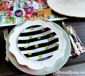 DIY French Black & White Stripe Plates