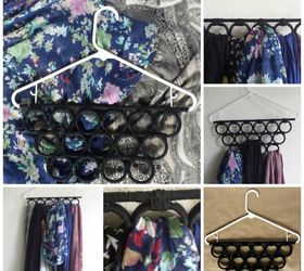 s 30 genius ways to make the most of your closet space, Glue shower curtain rings for a scarf hanger