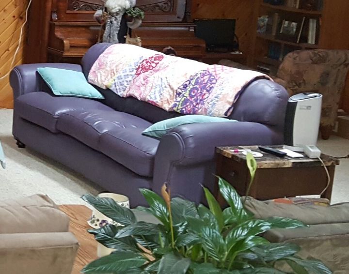 s hide your couch s wear and tear with these great ideas, Faded Couch Turns Into a Beauty