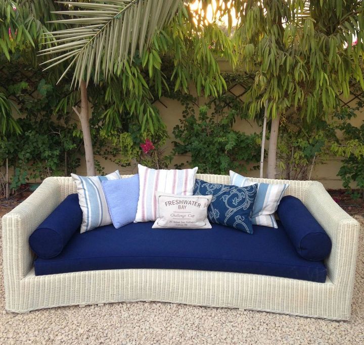 hide your couch s wear and tear with these great ideas, Refurbish an old wicker couch