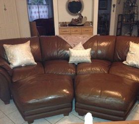 hide your couch s wear and tear with these great ideas, Give your leather couch a makeover