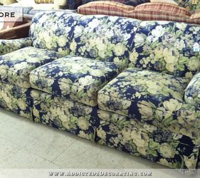 hide your couch s wear and tear with these great ideas, Painted and upholstered sofa