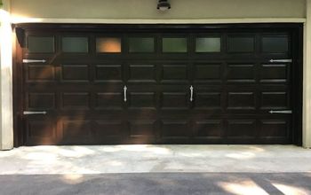 Garage Door DIY Makeover - White Fiberglass to Wood