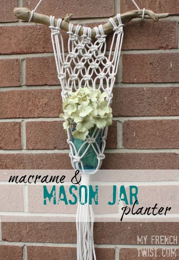 s 30 great mason jar ideas you have to try, Macrame Mason Jar Planter