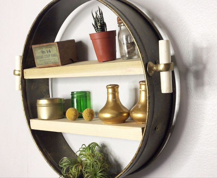30 creative ways to repurpose baking pans, Make an Anthropologie knockoff shelf