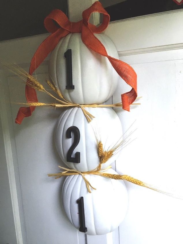 30 address signs that ll make your neighbors stop in admiration, Make a stackable hanging pumpkin address