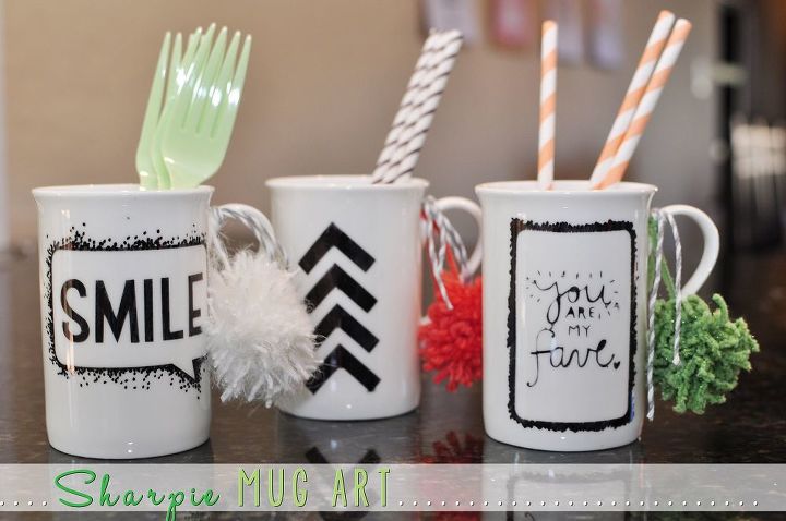 check out these 30 incredible sharpie makeovers, Stenciled quote mugs