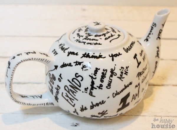 check out these 30 incredible sharpie makeovers, Quote filled tea pot