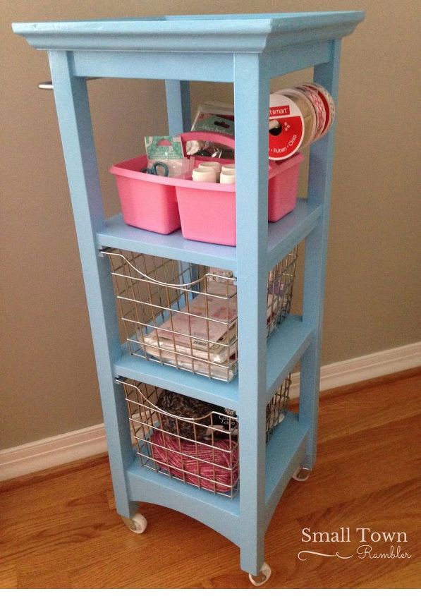 s 32 space saving storage ideas that ll keep your home organized, Recycle a bathroom tower into a craft cart