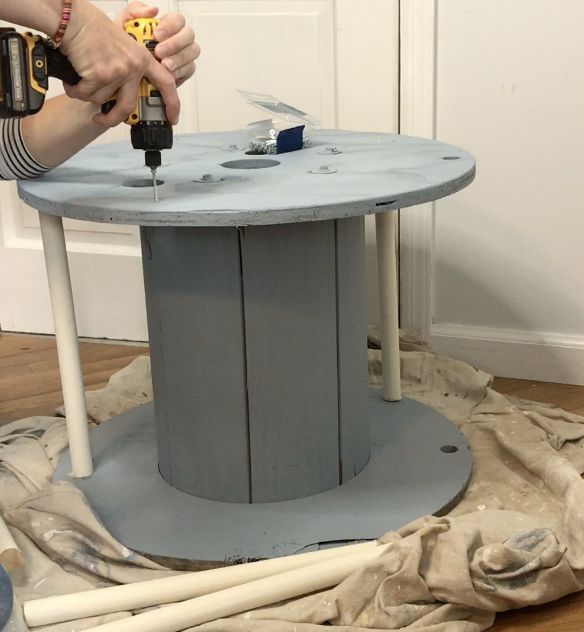 electrical spool bookshelf table