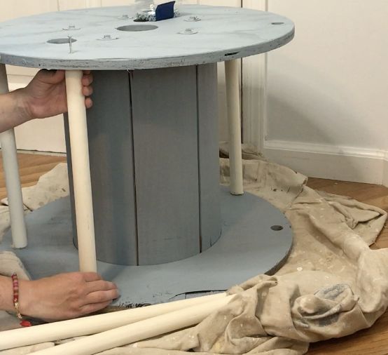 electrical spool bookshelf table