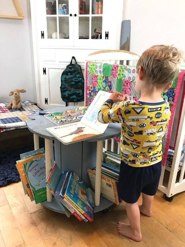 Diy Electrical Spool Turned Bookshelf Hometalk